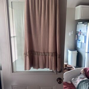 Khaki boho maxi skirt with lace trim